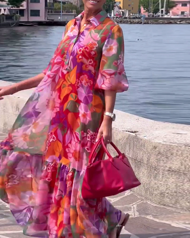 Marina - bunt bedrucktes Kleid im Blumenmuster