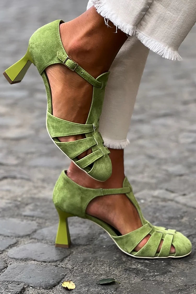 Elegante Komfort Block Sandalen