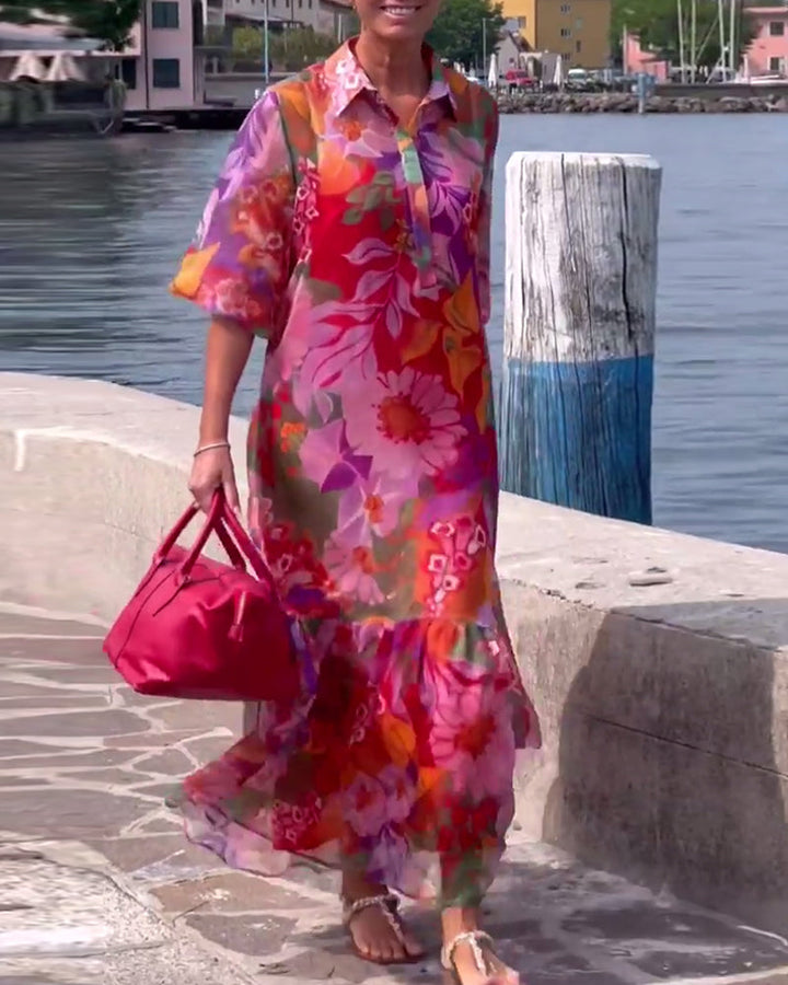 Marina - bunt bedrucktes Kleid im Blumenmuster