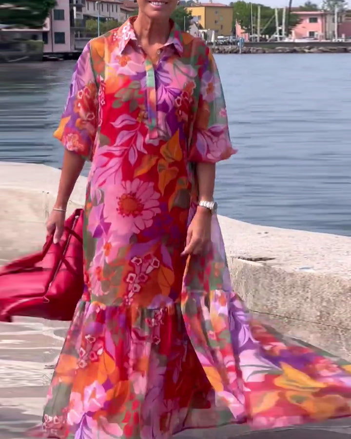 Marina - bunt bedrucktes Kleid im Blumenmuster