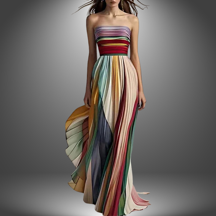 Clover - Schickes Regenbogen-Party-Kleid mit schulterfreiem Design