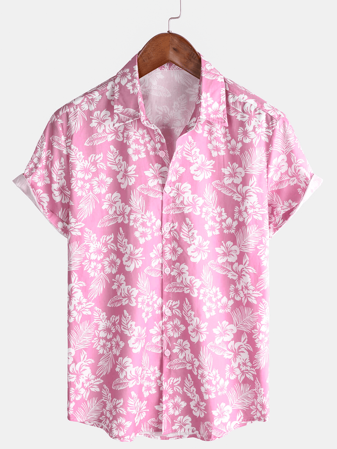 Chemise hawaïenne d'été à manches courtes pour homme avec motif floral