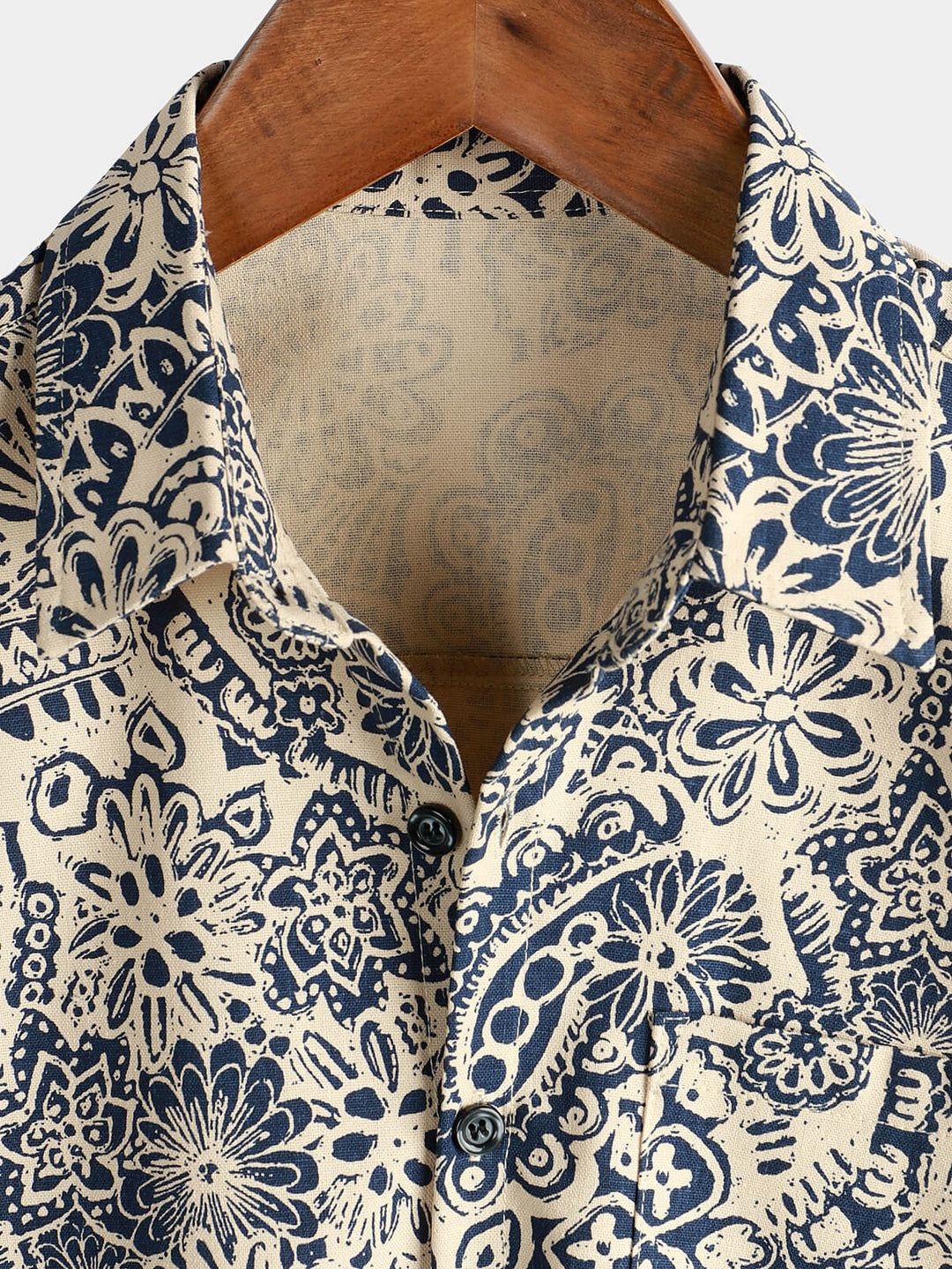 Herren Baumwolle Kurzarmhemd Paisley-Blumenmuster