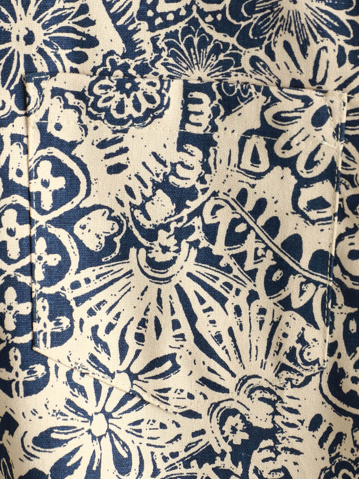 Herren Baumwolle Kurzarmhemd Paisley-Blumenmuster