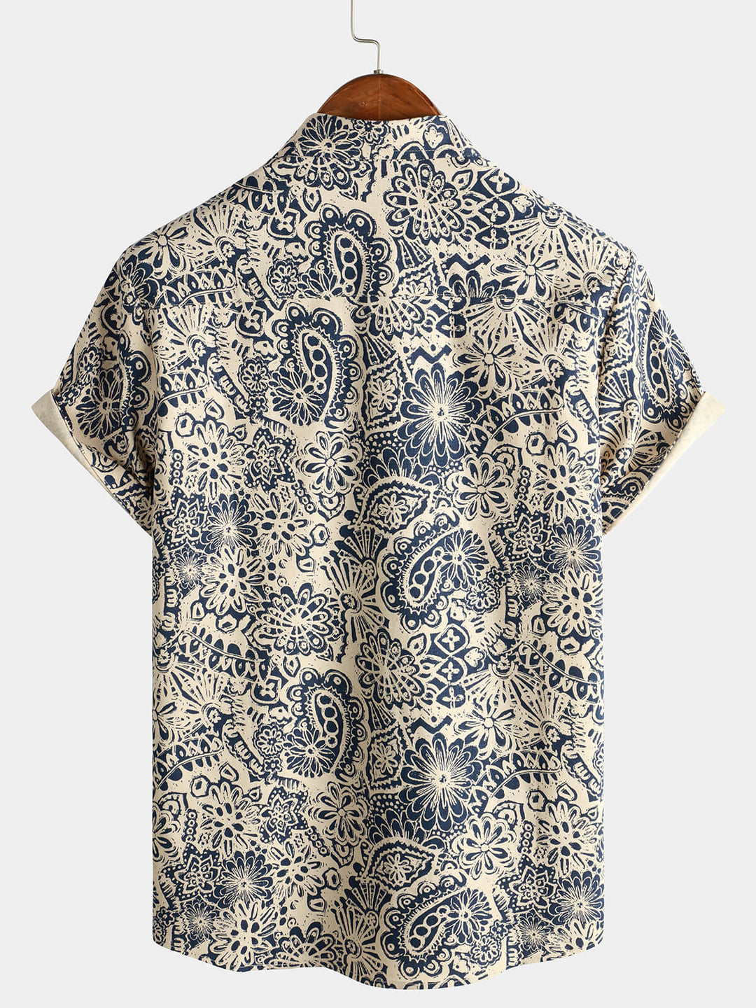 Herren Baumwolle Kurzarmhemd Paisley-Blumenmuster