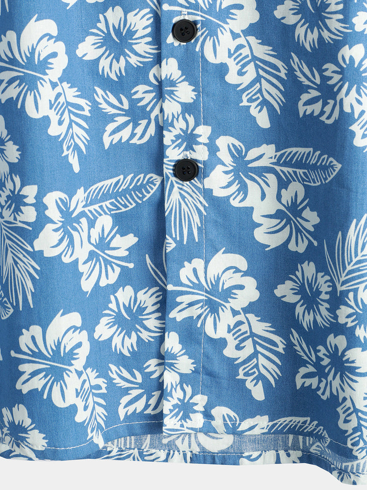 Chemise hawaïenne d'été à manches courtes pour homme avec motif floral