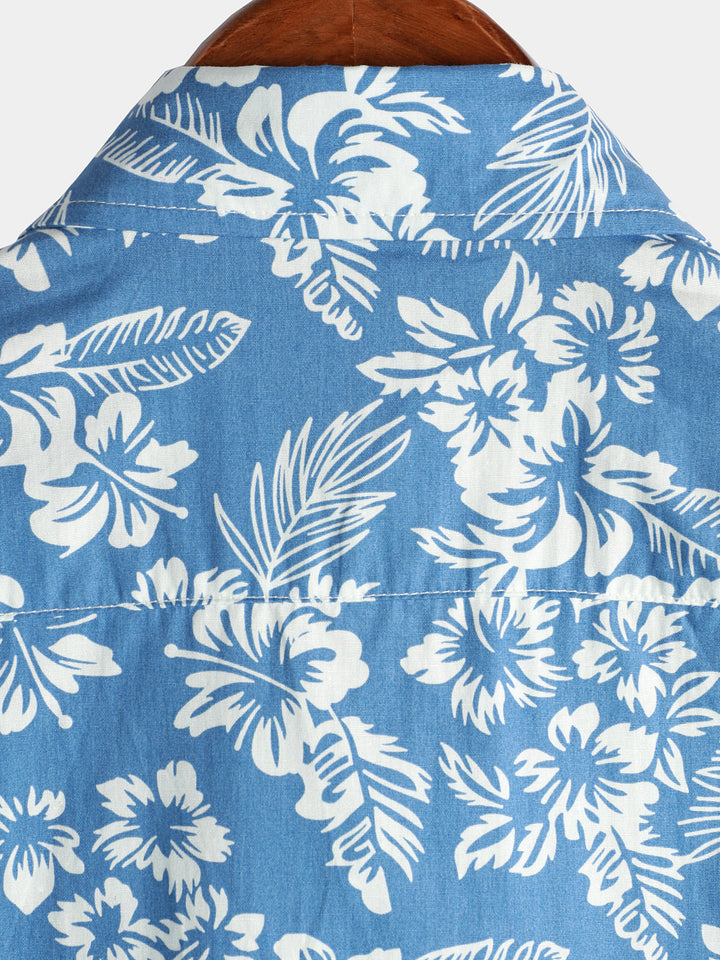 Chemise hawaïenne d'été à manches courtes pour homme avec motif floral