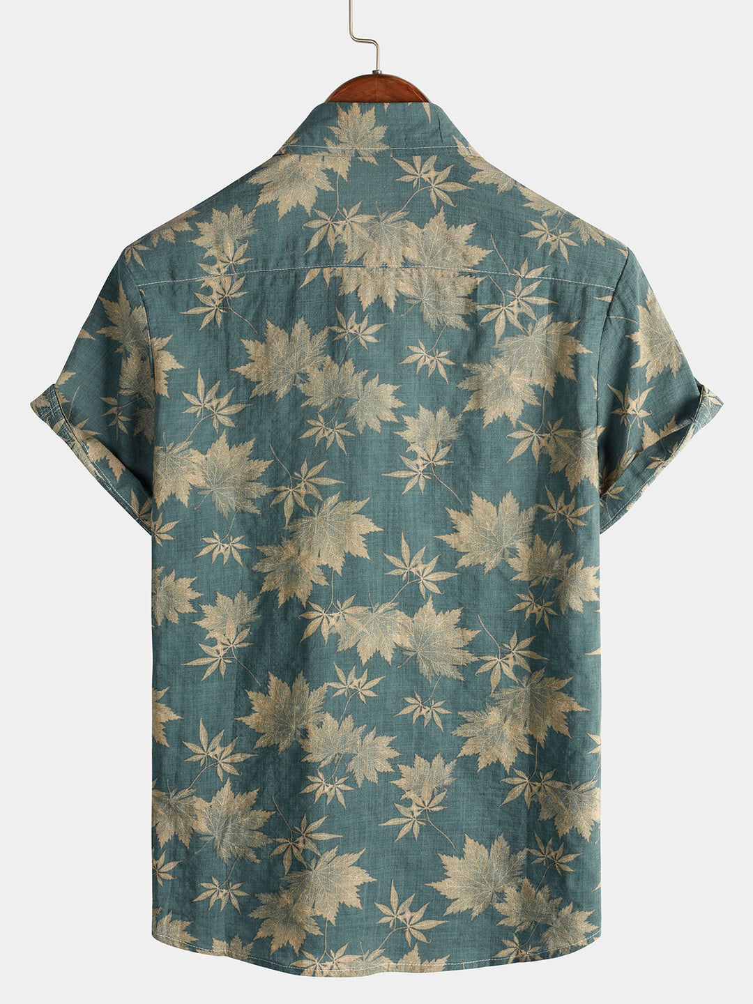Chemise d'été en coton pour homme avec motif feuille d'érable