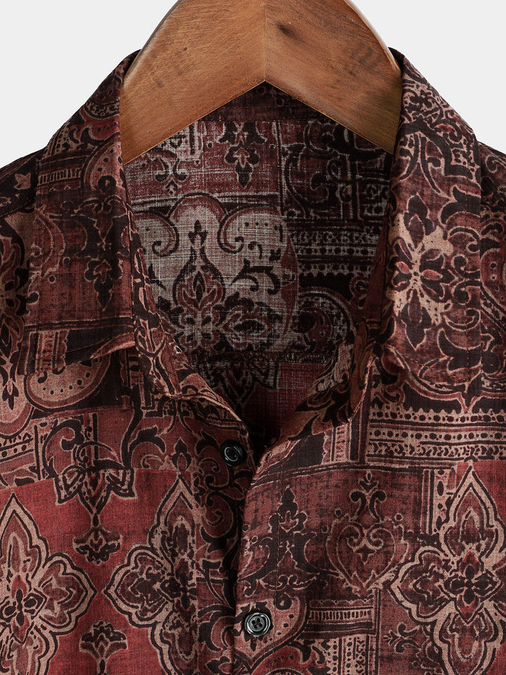 Herren Retro Urlaubs 70er Paisley Kurzarmhemd
