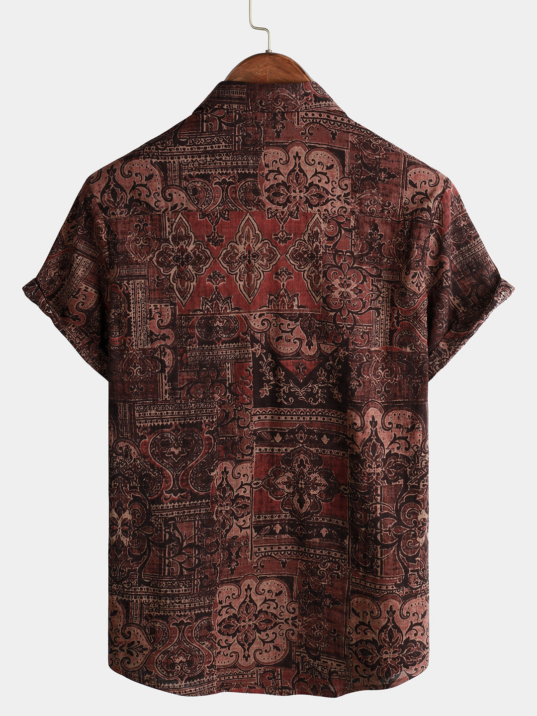Herren Retro Urlaubs 70er Paisley Kurzarmhemd
