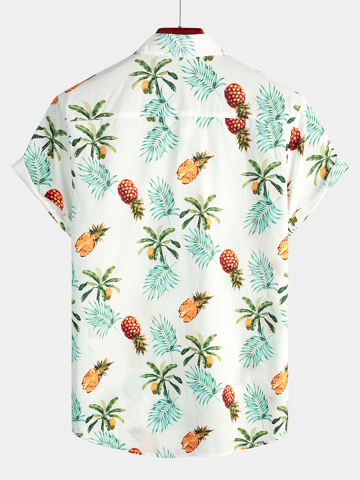 Chemise hawaïenne à manches courtes pour homme avec imprimé ananas