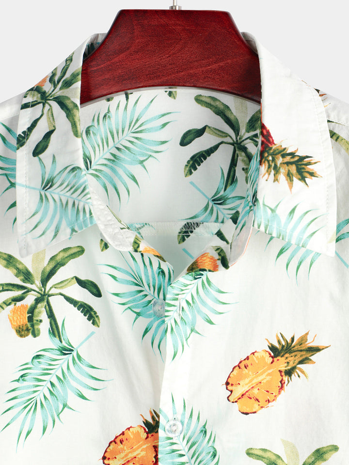 Chemise hawaïenne à manches courtes pour homme avec imprimé ananas