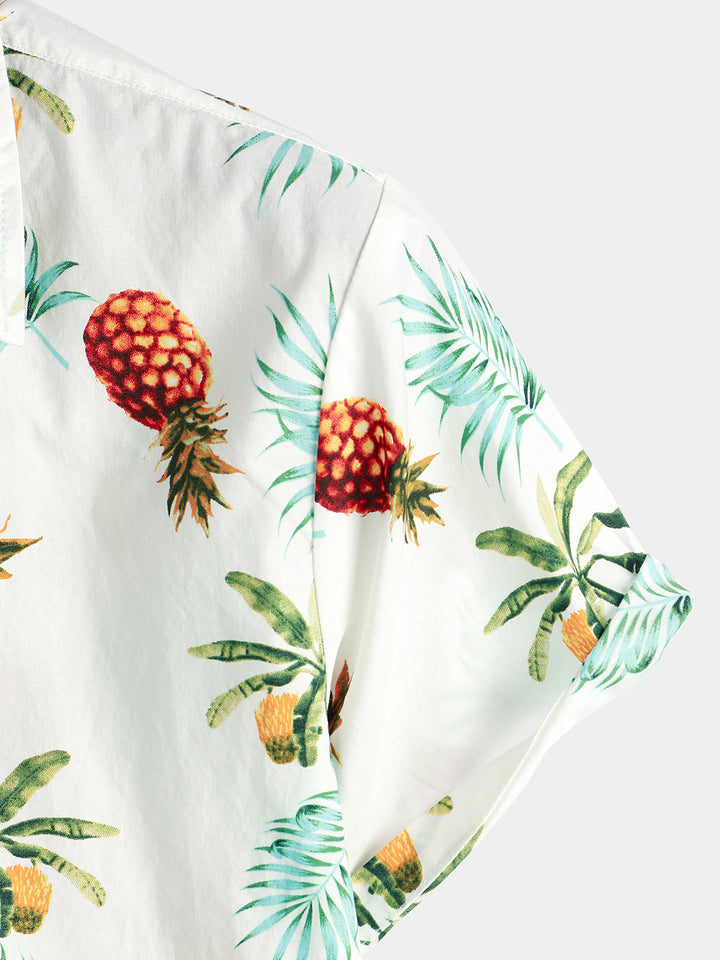 Chemise hawaïenne à manches courtes pour homme avec imprimé ananas