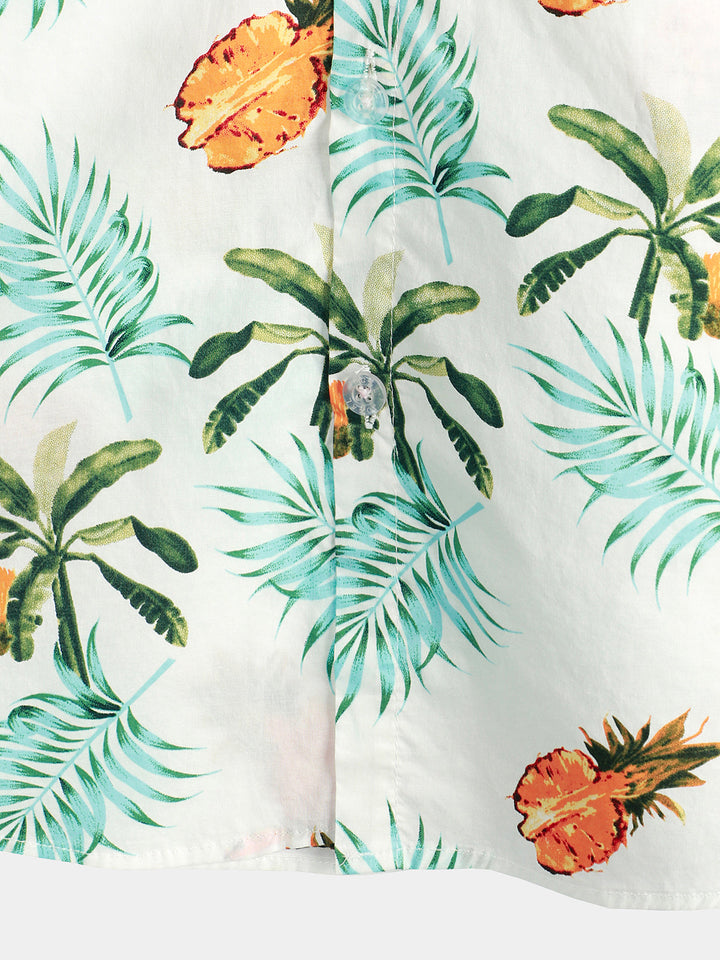 Chemise hawaïenne à manches courtes pour homme avec imprimé ananas