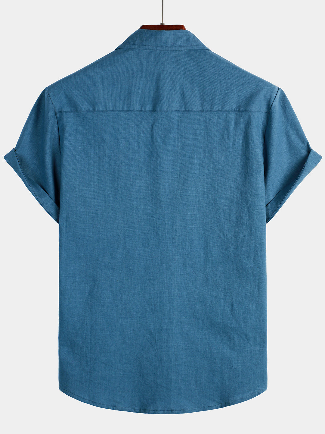 Chemise décontractée à manches courtes pour homme en lin et coton bleu marine