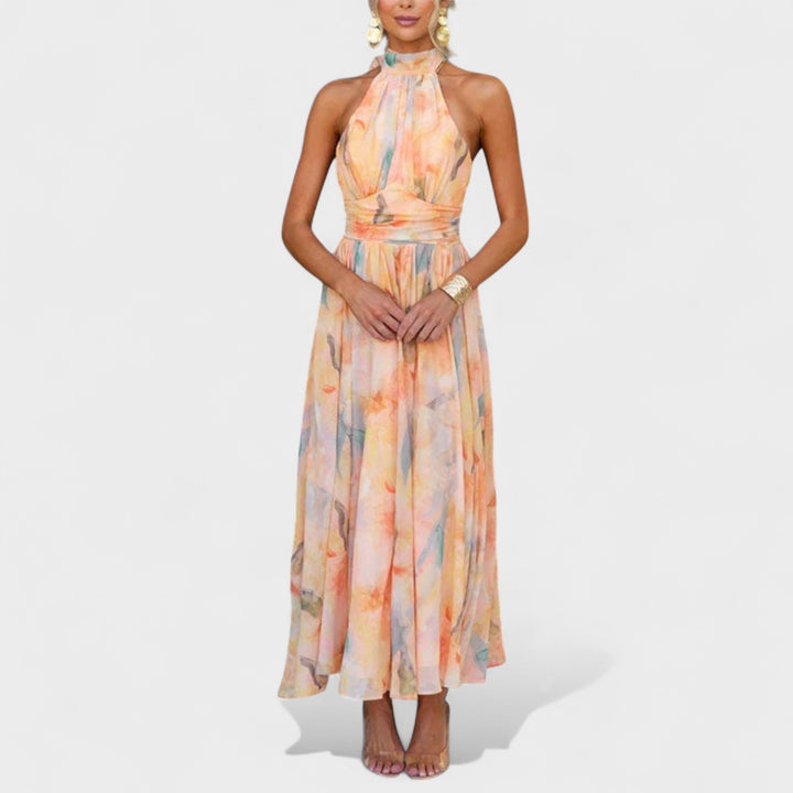 Miva | Abstraktes Halter-Maxikleid