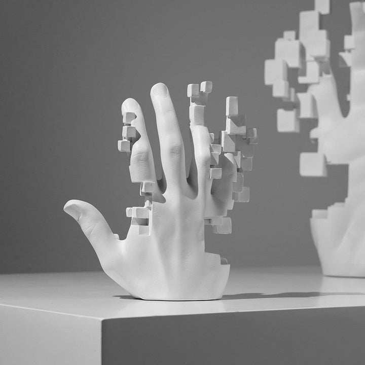 Pixel Hand Skulptur