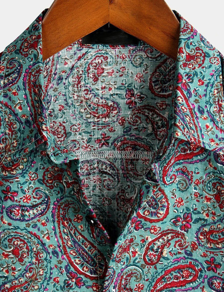 Chemise d'été rétro à manches courtes pour homme, motif cachemire