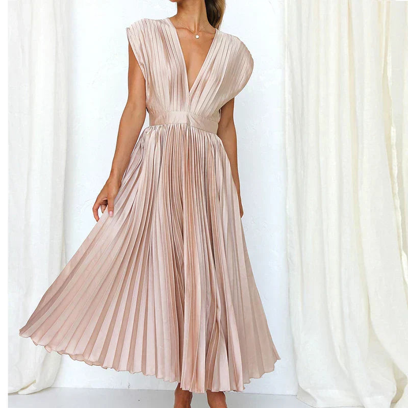 Adela™ | Elegantes Plissiertes Maxikleid