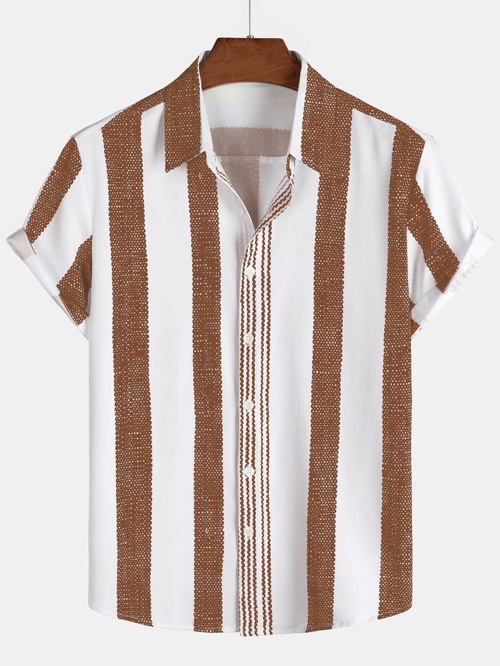 Chemise décontractée à manches courtes et rayures pour homme