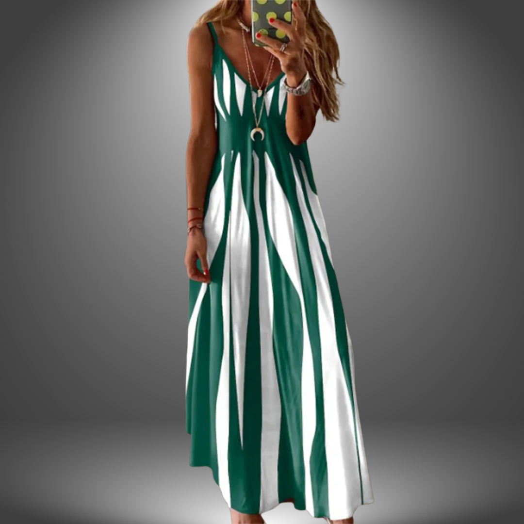 Aria - Elegantes ärmelloses gestreiftes langes Kleid