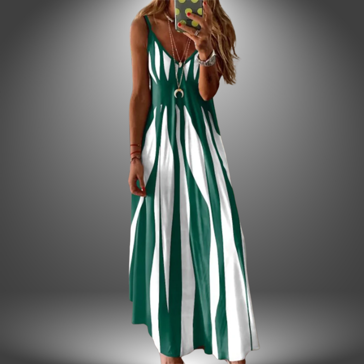 Aria - Elegantes ärmelloses gestreiftes langes Kleid
