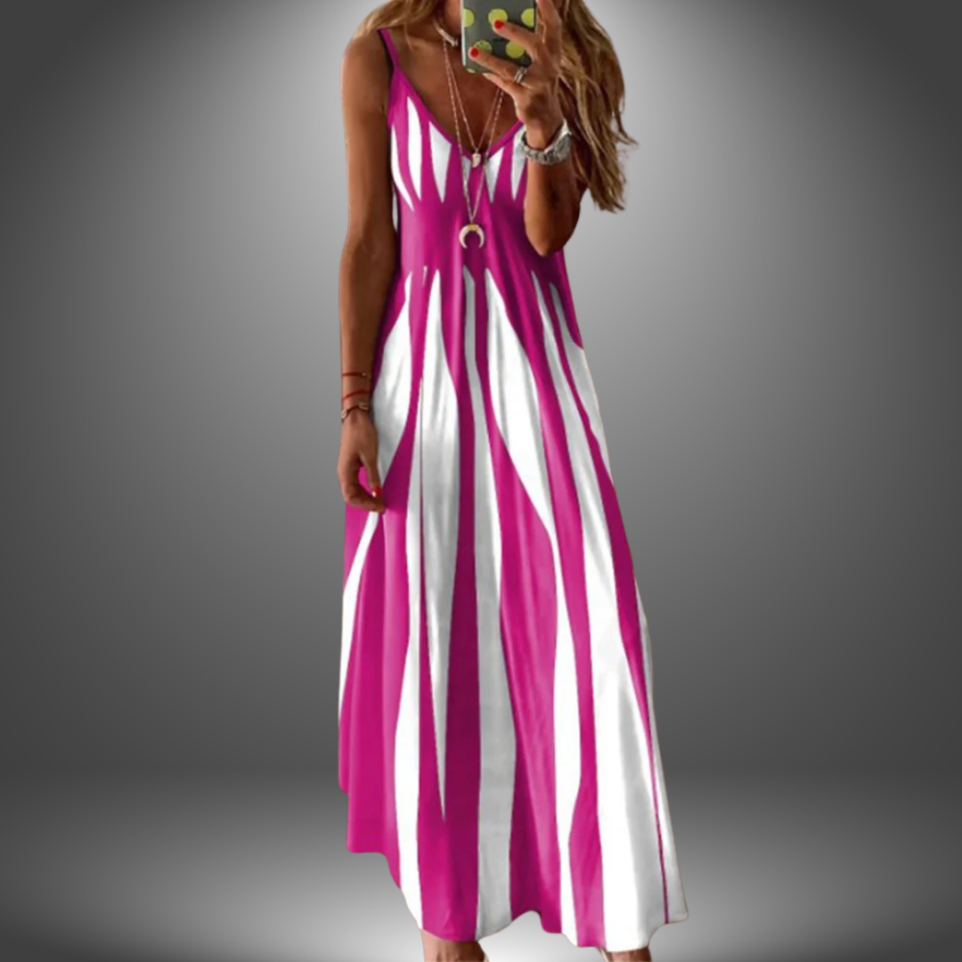 Aria - Elegantes ärmelloses gestreiftes langes Kleid