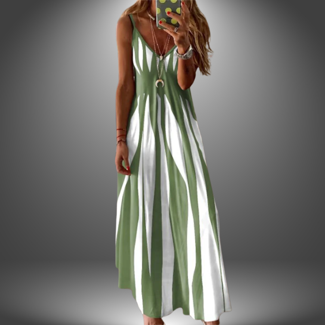 Aria - Elegantes ärmelloses gestreiftes langes Kleid