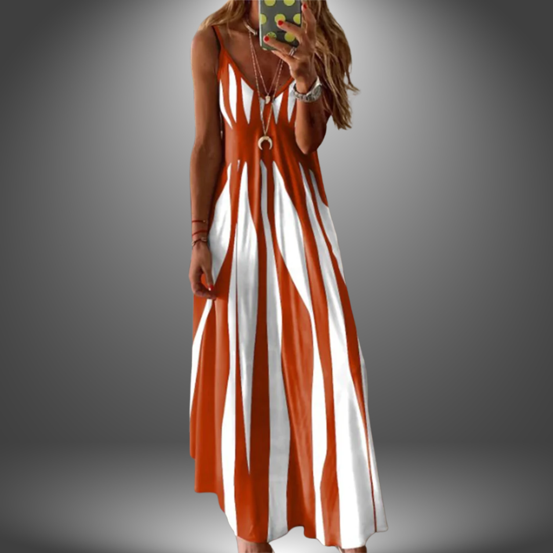Aria - Elegantes ärmelloses gestreiftes langes Kleid