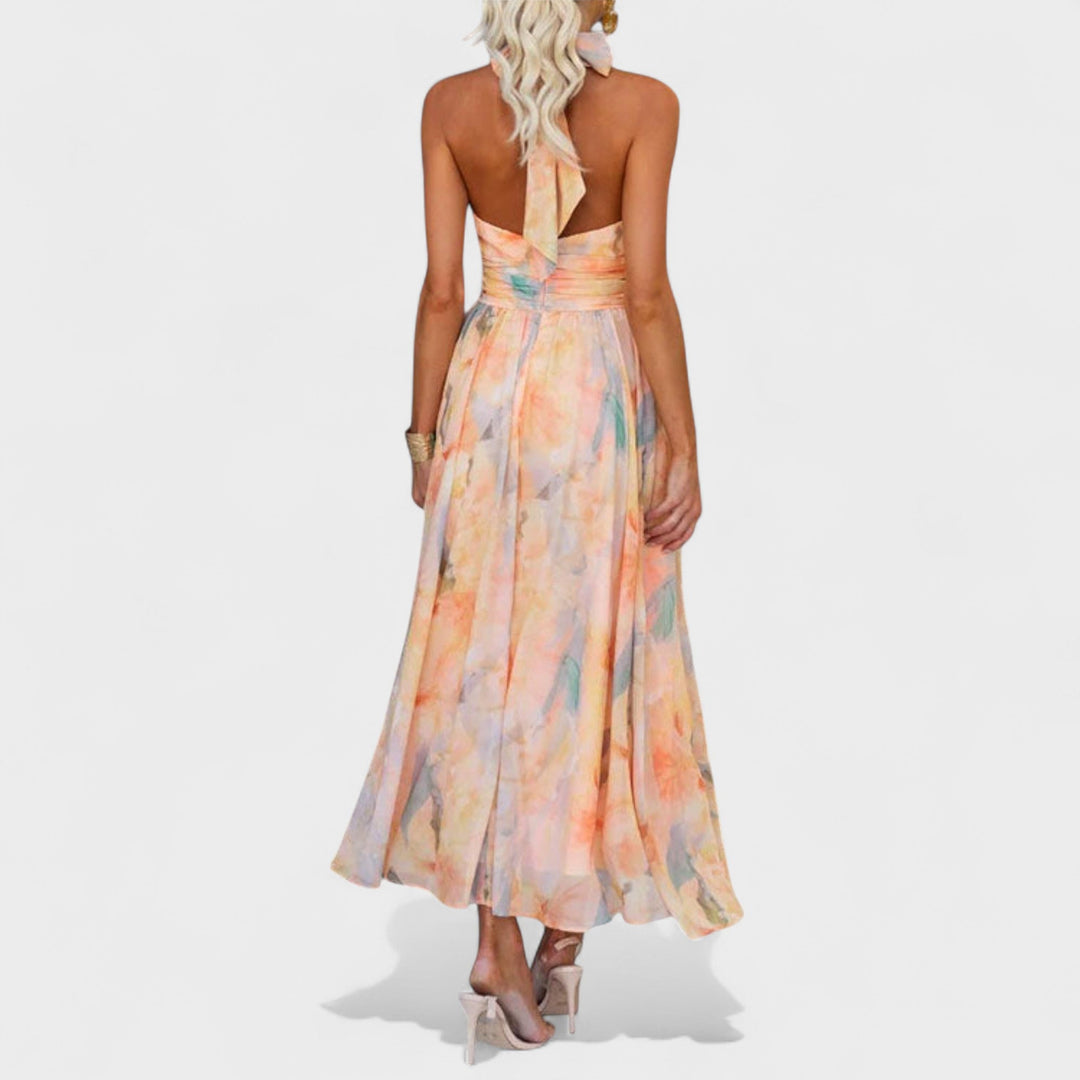 Miva | Abstraktes Halter-Maxikleid