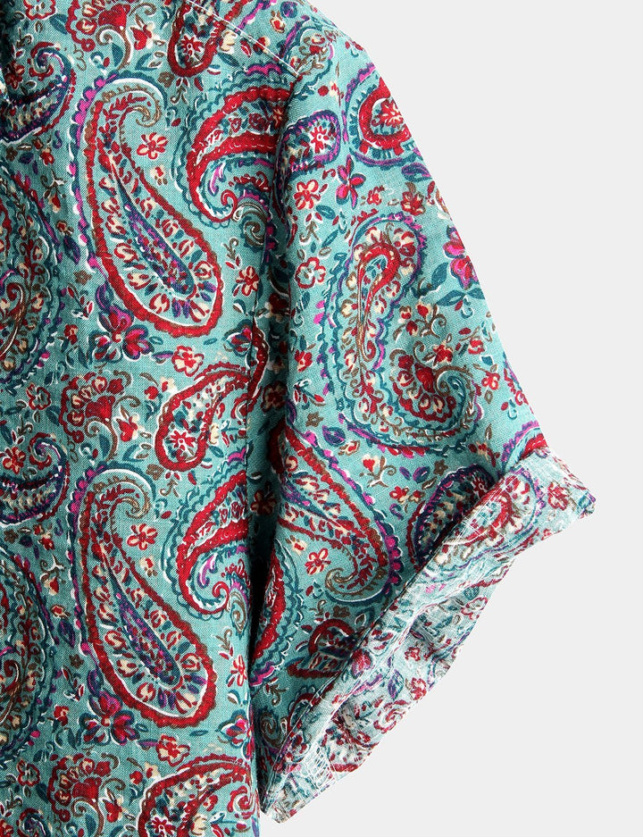 Chemise d'été rétro à manches courtes pour homme, motif cachemire