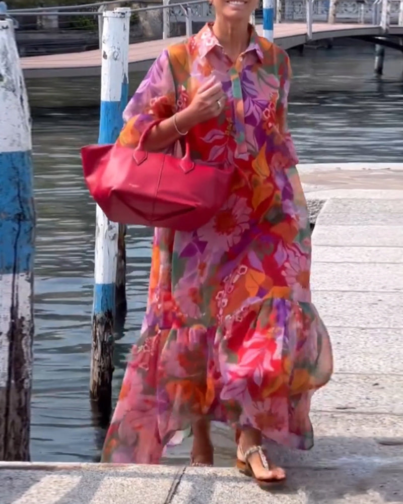 Marina - bunt bedrucktes Kleid im Blumenmuster