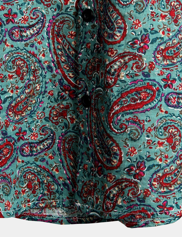 Chemise d'été rétro à manches courtes pour homme, motif cachemire