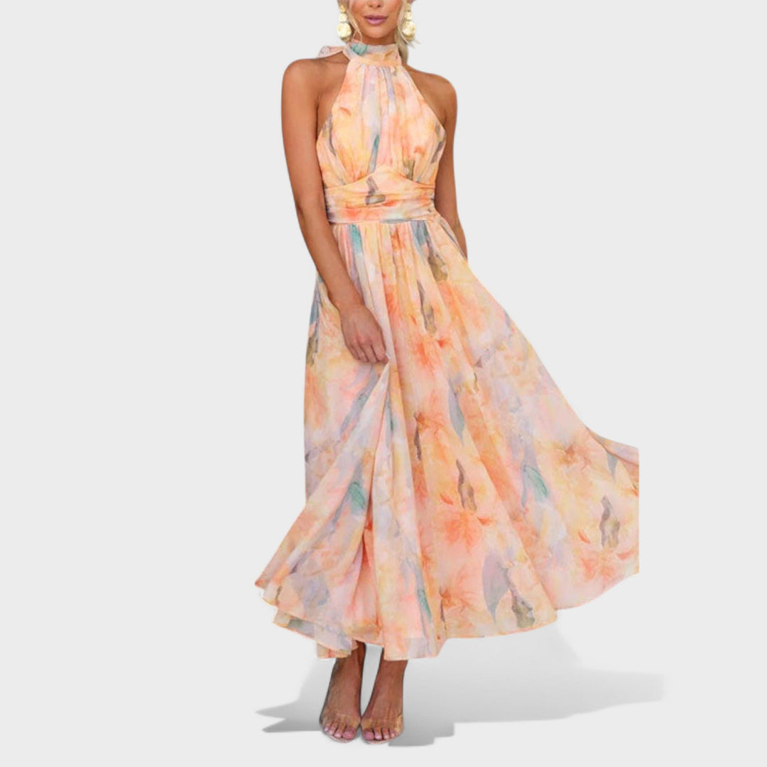 Miva | Abstraktes Halter-Maxikleid
