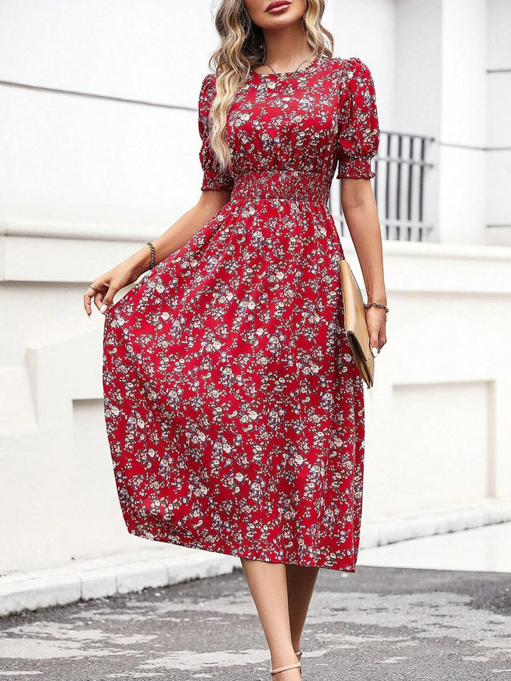 FRIEDHILDE I BLUMEN MIDI-KLEID