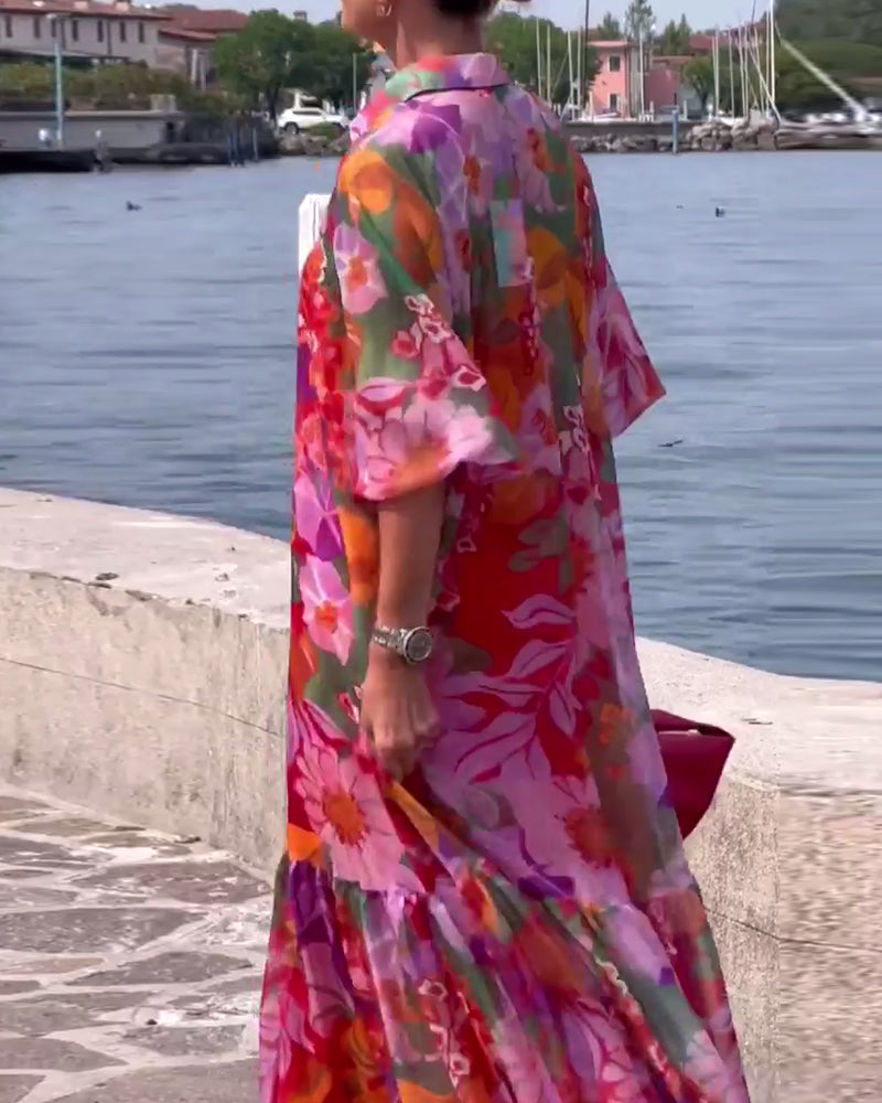 Marina - bunt bedrucktes Kleid im Blumenmuster