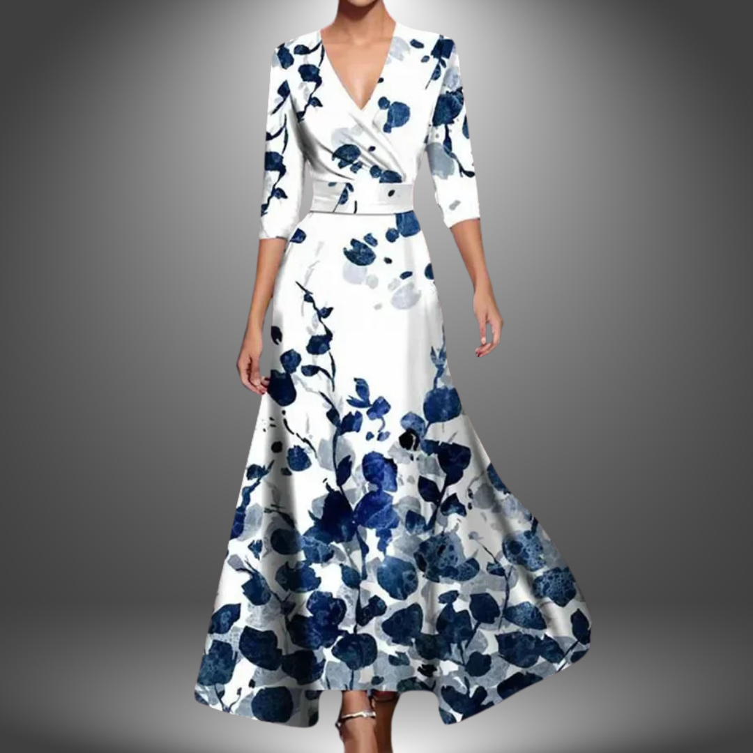 Zora - Flatterndes V-Ausschnitt Halbarm Boho Maxikleid