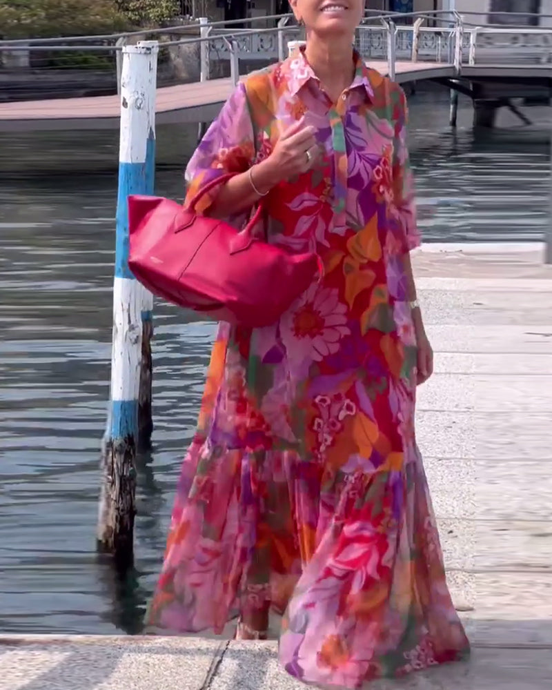 Marina - bunt bedrucktes Kleid im Blumenmuster
