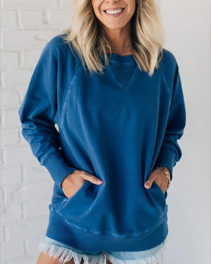 VIOLA - Gerippter Pullover mit Taschen
