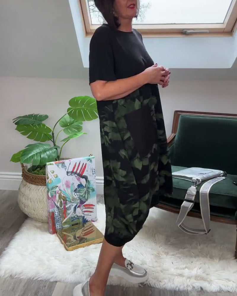 Verena - Lässiges Patchworkkleid mit Blumendruck