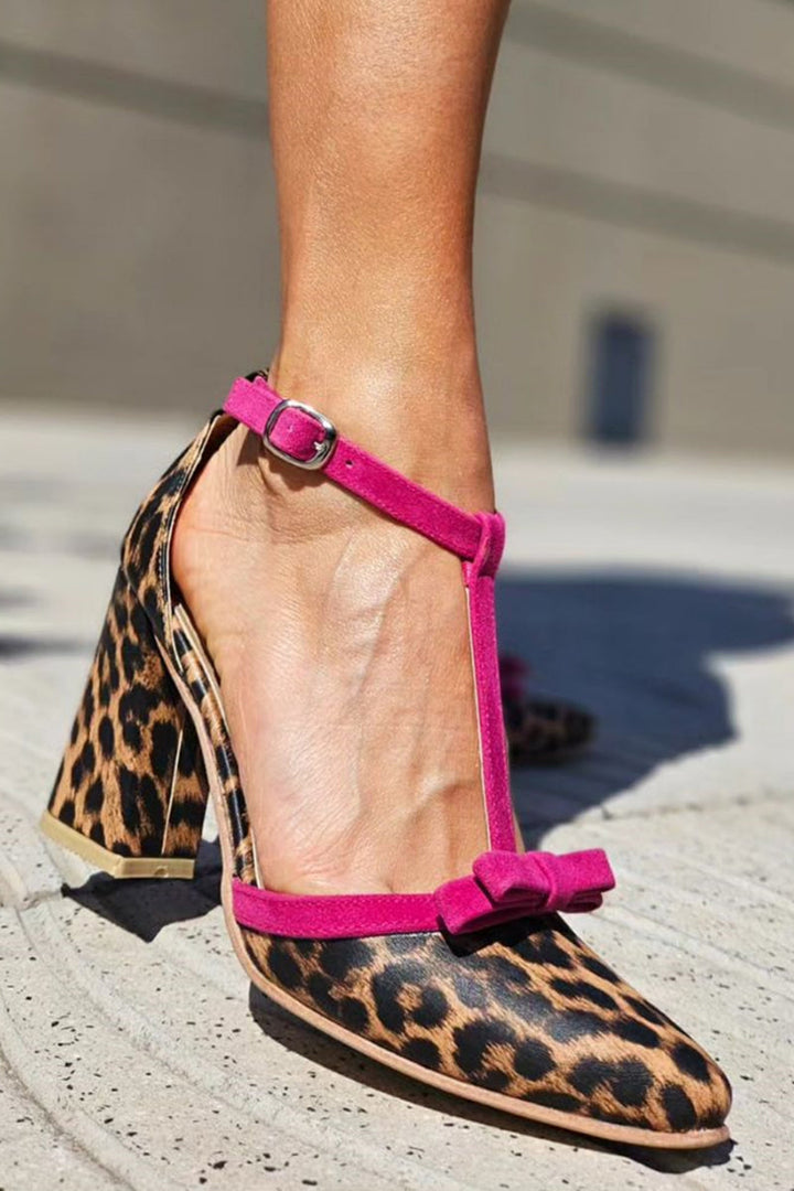 Leontina | Grüne Leopardenmuster Sandalen mit buntem Akzent