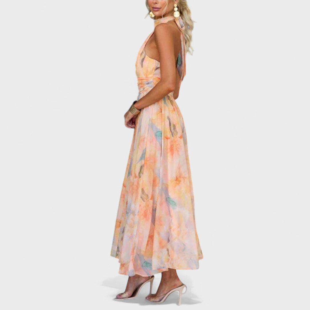 Miva | Abstraktes Halter-Maxikleid