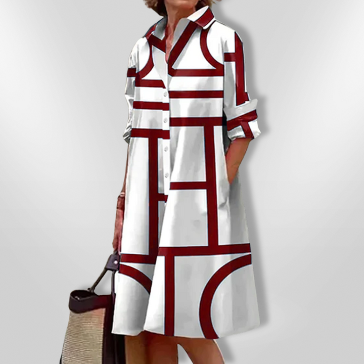 Helen™ | Robe midi à imprimé géométrique