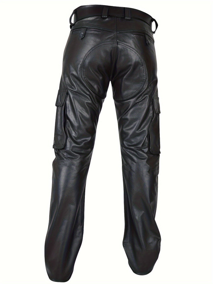 Herren Kunstleder Motorradhose
