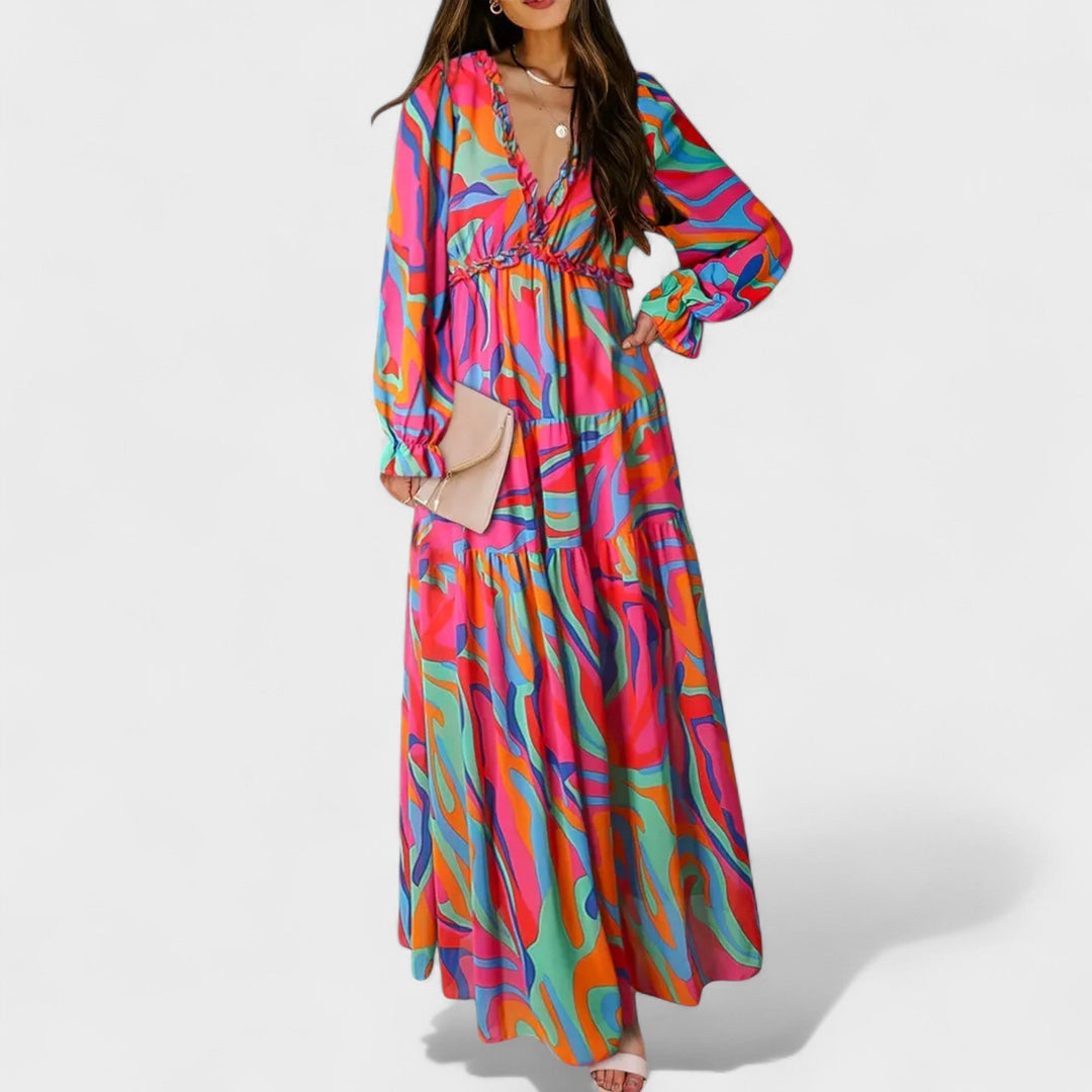Zera | Robe longue fleurie à volants
