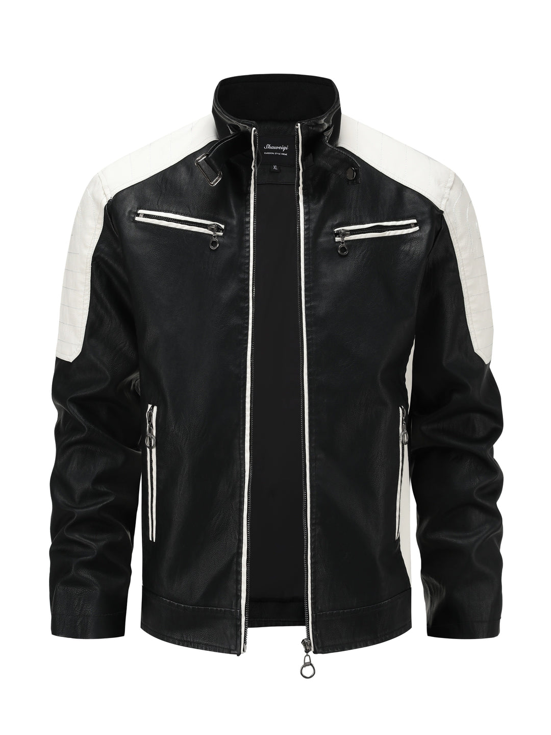 Herren Fashion Color Block Motorradjacke