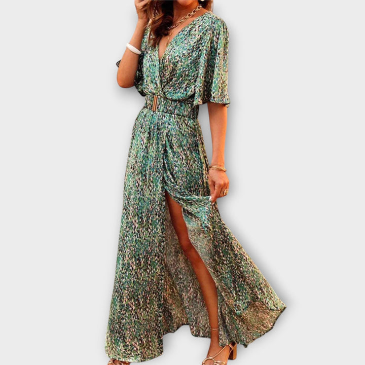 Sabine - Stylisches Wickel-Maxikleid mit fließendem Design