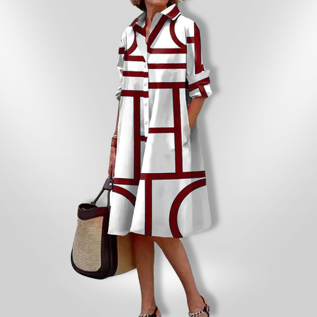 Helen™ | Robe midi à imprimé géométrique
