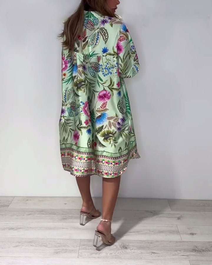 Kleid Stehkragen Urlaub Blumenmuster