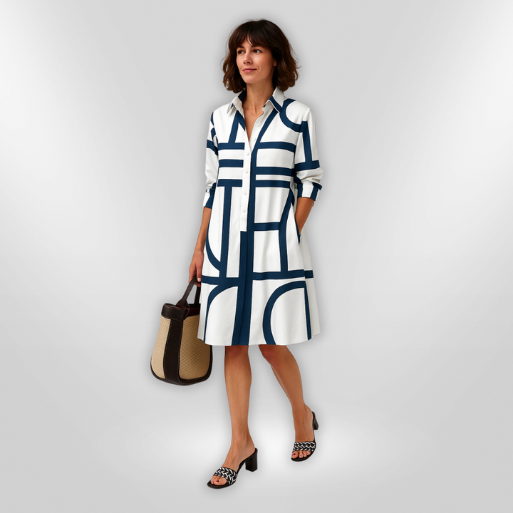 Helen™ | Robe midi à imprimé géométrique